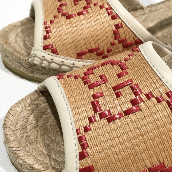 GUCCI GG ESPADRILLE WEDGE SANDAL -ANKLE TIE -NATURAL BEIGE -WOMEN US 9.5 -NEW - Picture 9 of 11